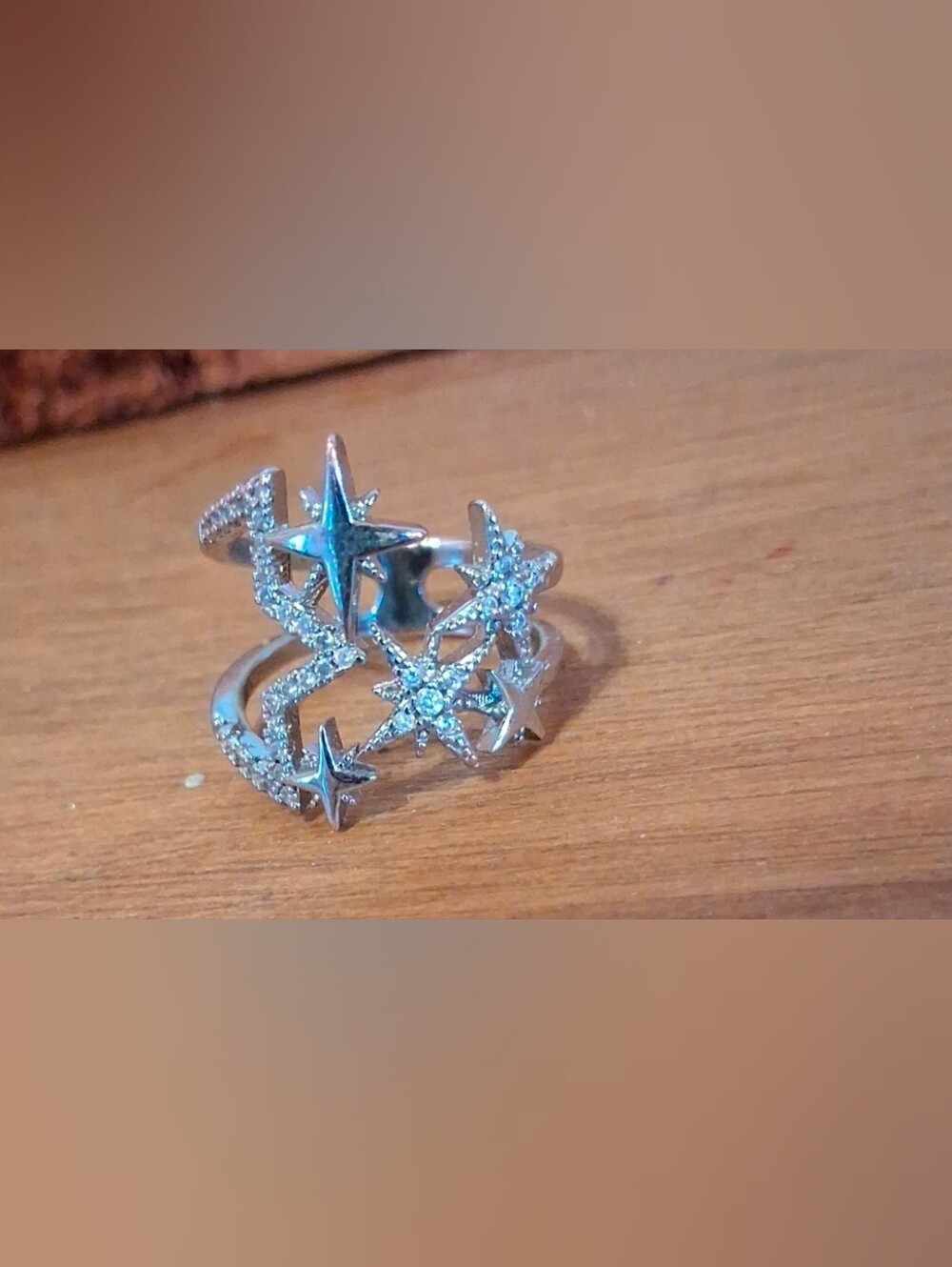 $8 Each Or Bundle 5/$20 Sterling Silver Starburst Crystal Adjustable Ring